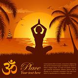 Silhouette of a Girl in Yoga pose on Summer background