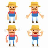 set of funny cartoon farmer in various poses for use in presentations, etc.