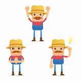 set of funny cartoon farmer in various poses for use in presentations, etc.e