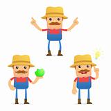 set of funny cartoon farmer in various poses for use in presentations, etc.