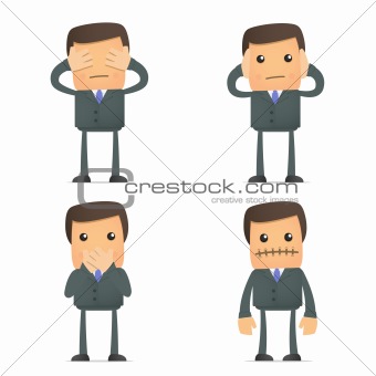set of funny cartoon businessman in various poses for use in presentations, etc.
