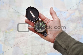 Man holding Compass