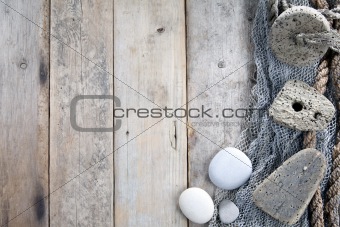 Cork, fishing net and rope