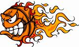 Flaming Basketball Face Vector Cartoon