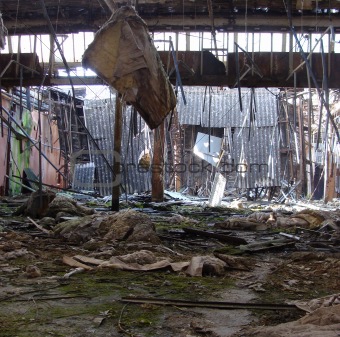 interior of a vandalized abandoned structure