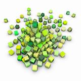 3d render large stack of green cubes on white