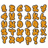 funny orange bubble font graffiti alphabet 