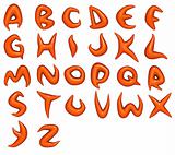 3d render of trendy glossy orange font alphabet