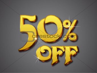 50 percent of  Write in Gold 3D Font