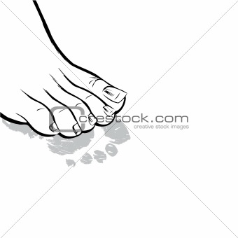 Human foot and its print.Vector illustration