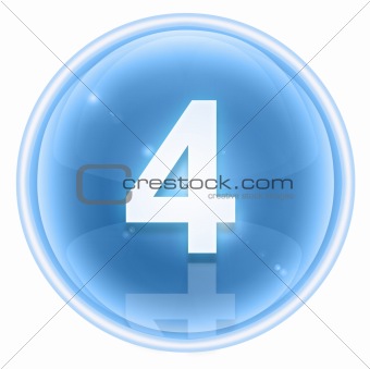 Number four icon ice, isolated on white background