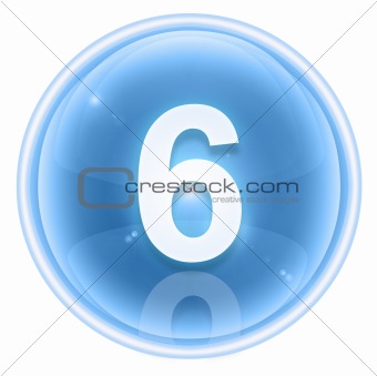 Number six icon ice, isolated on white background