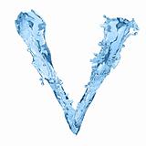 alphabet made of frozen water - the letter V