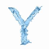 alphabet made of frozen water - the letter Y