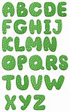 green alphabet with waterdrops