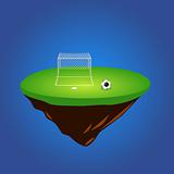 green grass island and soccer ball vector