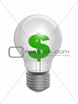bulb with green dollar symbol