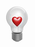 bulb with red heart symbol