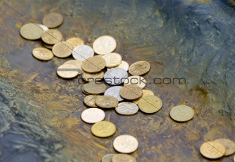 Coins in fountain