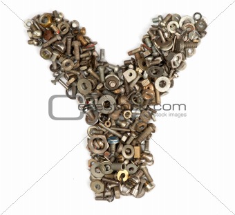 alphabet made of bolts - The letter y