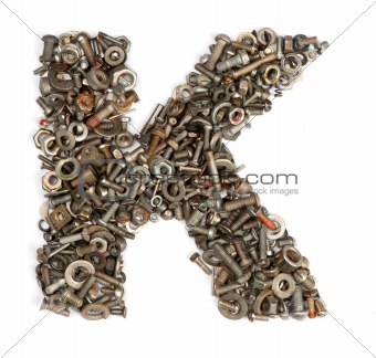 alphabet made of bolts - The letter k