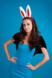 Beautiful young woman with rabbit ears