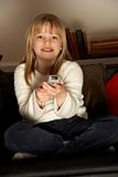 Young Girl Using Remote Control