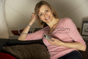 Woman Relaxing Watching Television