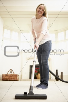 Young Woman Doing Housework