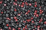 abstract textured marbles in black and red