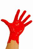 Red paint on hand