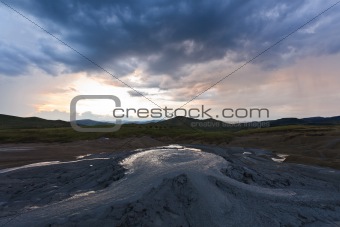 mud volcanoes in Buzau, Romania