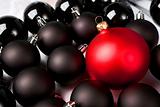 Black and red Christmas baubles.