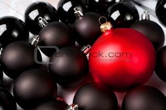 Black and red Christmas baubles.