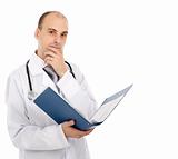Portrait of confident doctor with a folder in hands