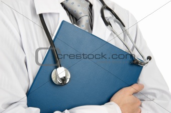 Mid section of a male doctor