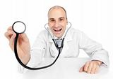 Smiling medical doctor with stethoscope