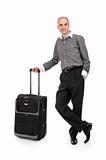young businessman with luggage bag 