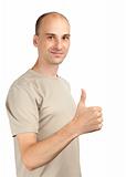 Young man with a thumb up sign