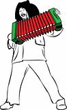 a man sings and plays accordion
