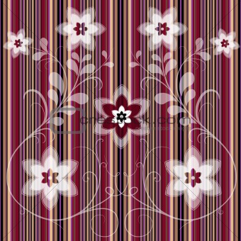 Floral striped seamless pattern