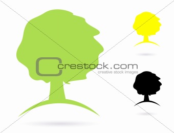 Simple old Tree Abstract vector icon set isolated on white
