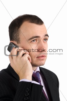 handsome business man talking on the cell phone