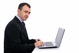 business man working with laptop. Over white background