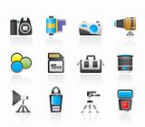 Photography equipment and tools icons