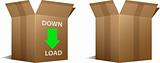 Download icon and blank cardboard boxes