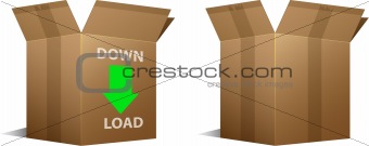 Download icon and blank cardboard boxes