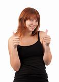Beautiful young girl with thumbs up
