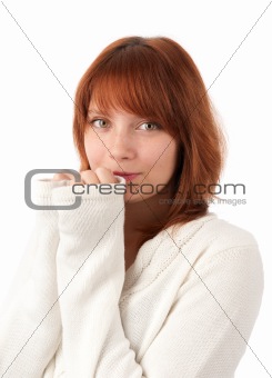 Portrait of a beautiful young redhead woman