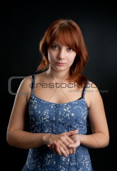 portrait of girl with her red hair